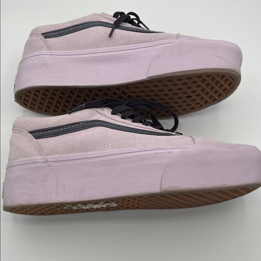 Vans Old Skool Stackform Suede Lavender Shoes Womens Size 9 Purple Laces EUC - Picture 3 of 8